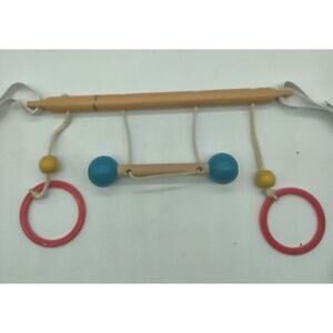 1950s Childhood Interests Wooden Cradle Gym Baby Crib Mobil Bed Toy Vintage ❤️